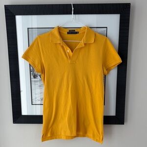 Ralph Lauren Women's Mustard Yellow The Skinny Polo Shirt Size Medium